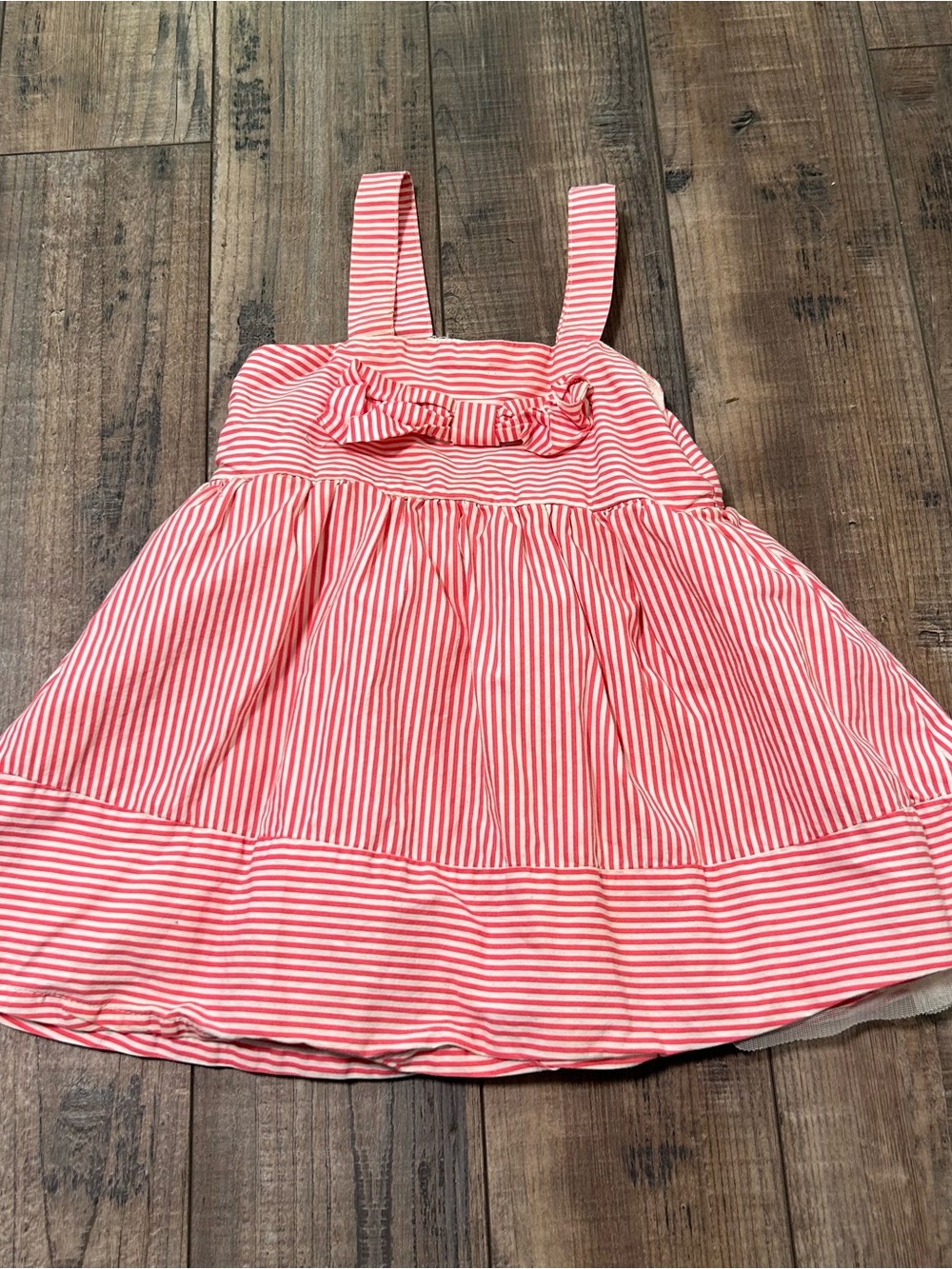 Tough Skins Baby Girls 24M Red Striped Bow Tie Front‎ Lined 100% Cotton
